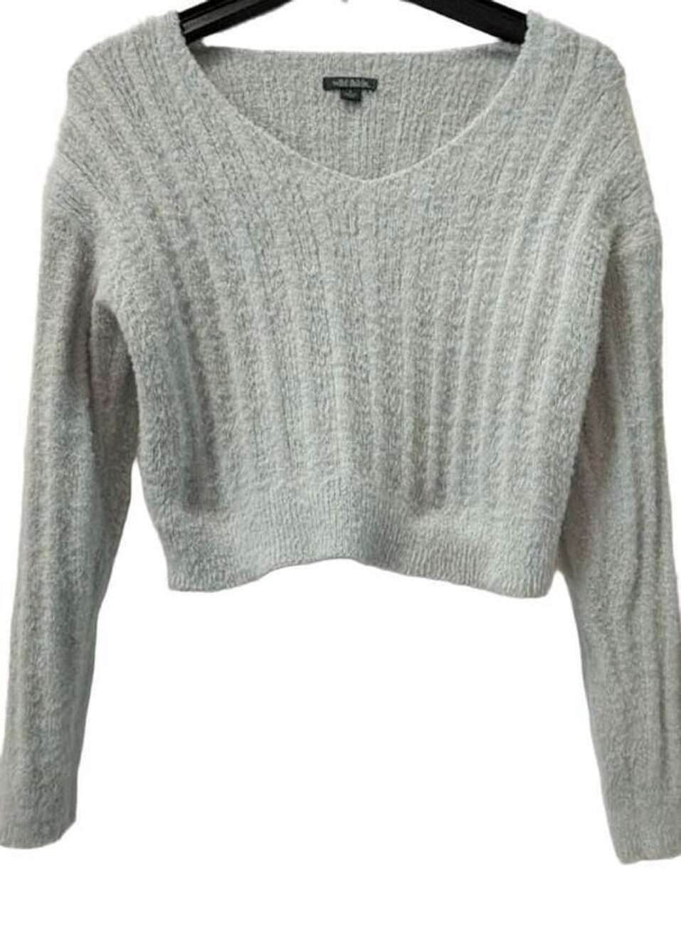 Wild Fable V-Neck Fuzzy Crop Sweater Size S Mint Green